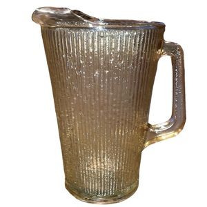 Vintage Jeannette Pitcher Tree Bark Magnolia Amber  Ice Lip 9"